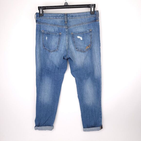 Express Jeans Womens 2 Girlfriend Straight Crop Ankle Distressed Stretch Pants - Picture 2 of 7